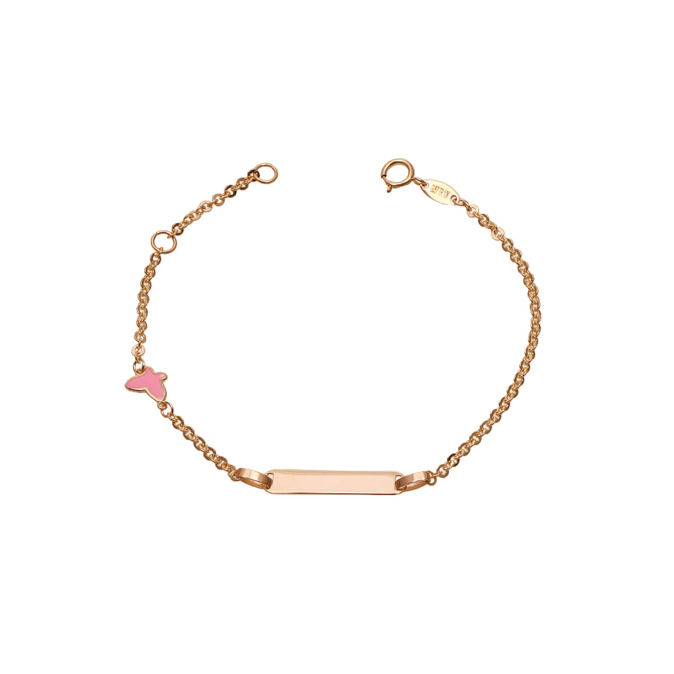 Esclava infantil con placa y dije de mariposa