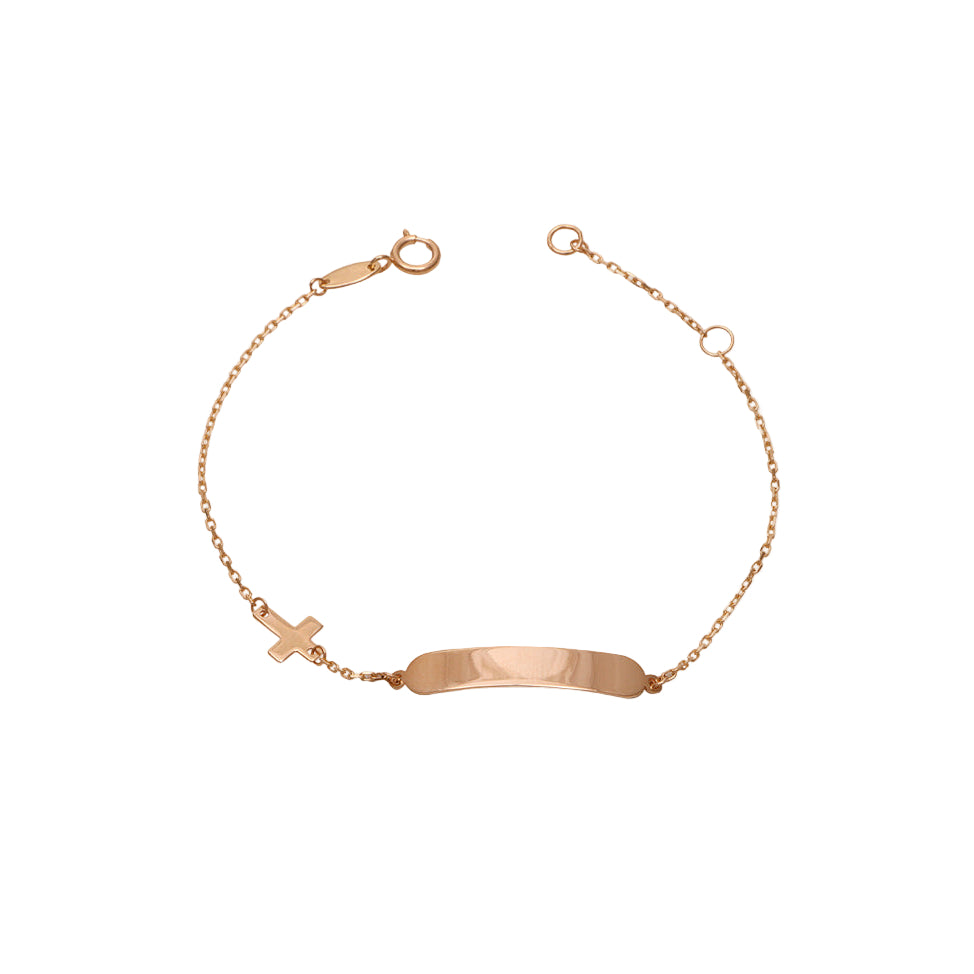 Esclava infantil con placa y dije de Cruz