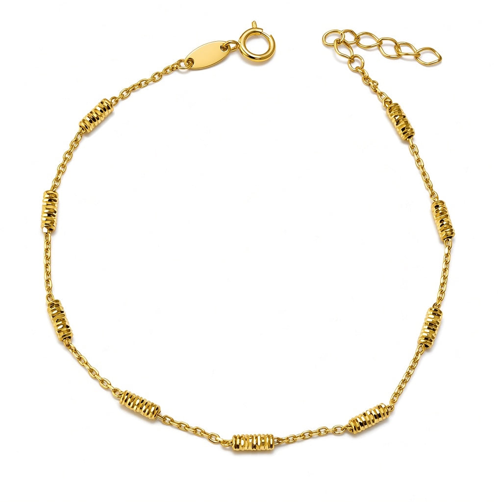 Pulsera con cuentas estilo barril oro amarillo 10k