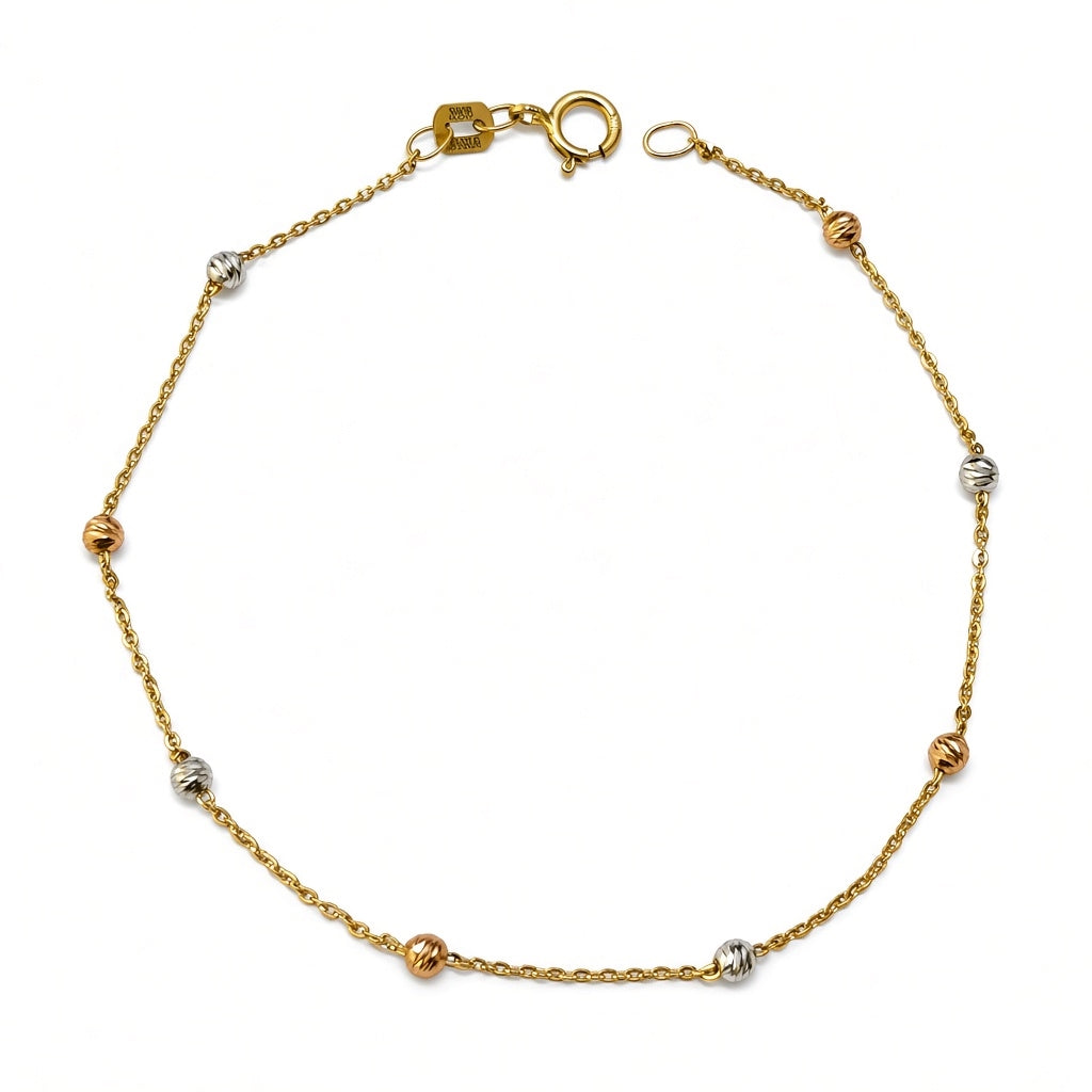 Pulsera oro 10k con esferas diamantadas