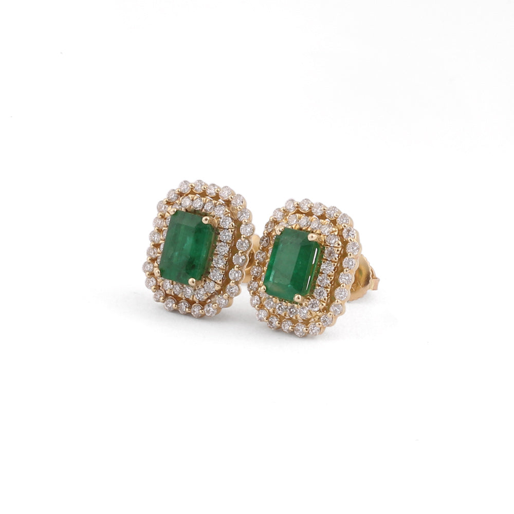 Aretes con esmeraldas y diamantes