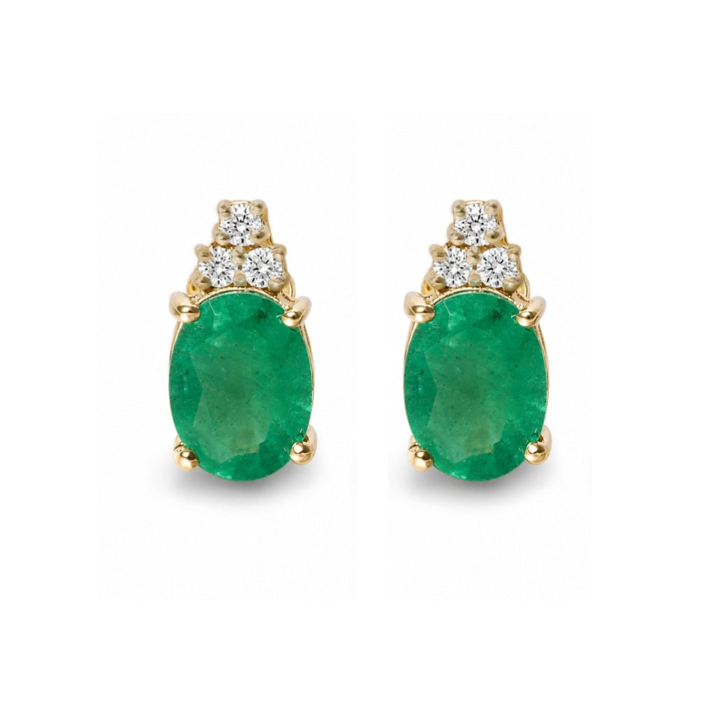 Aretes con esmeralda y diamantes
