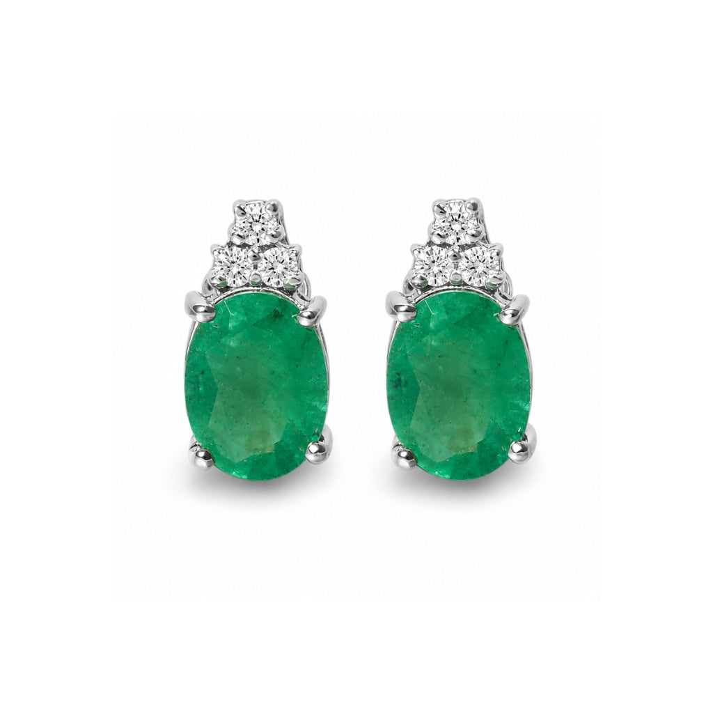 Aretes con esmeralda y diamantes
