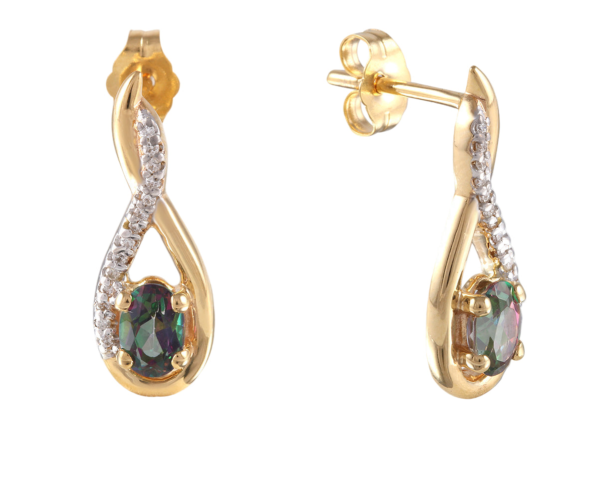 Aretes con topacio místico y diamantes