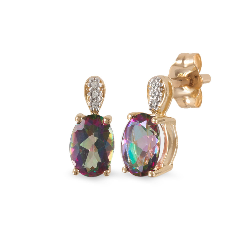 Aretes con topacio místico y diamantes