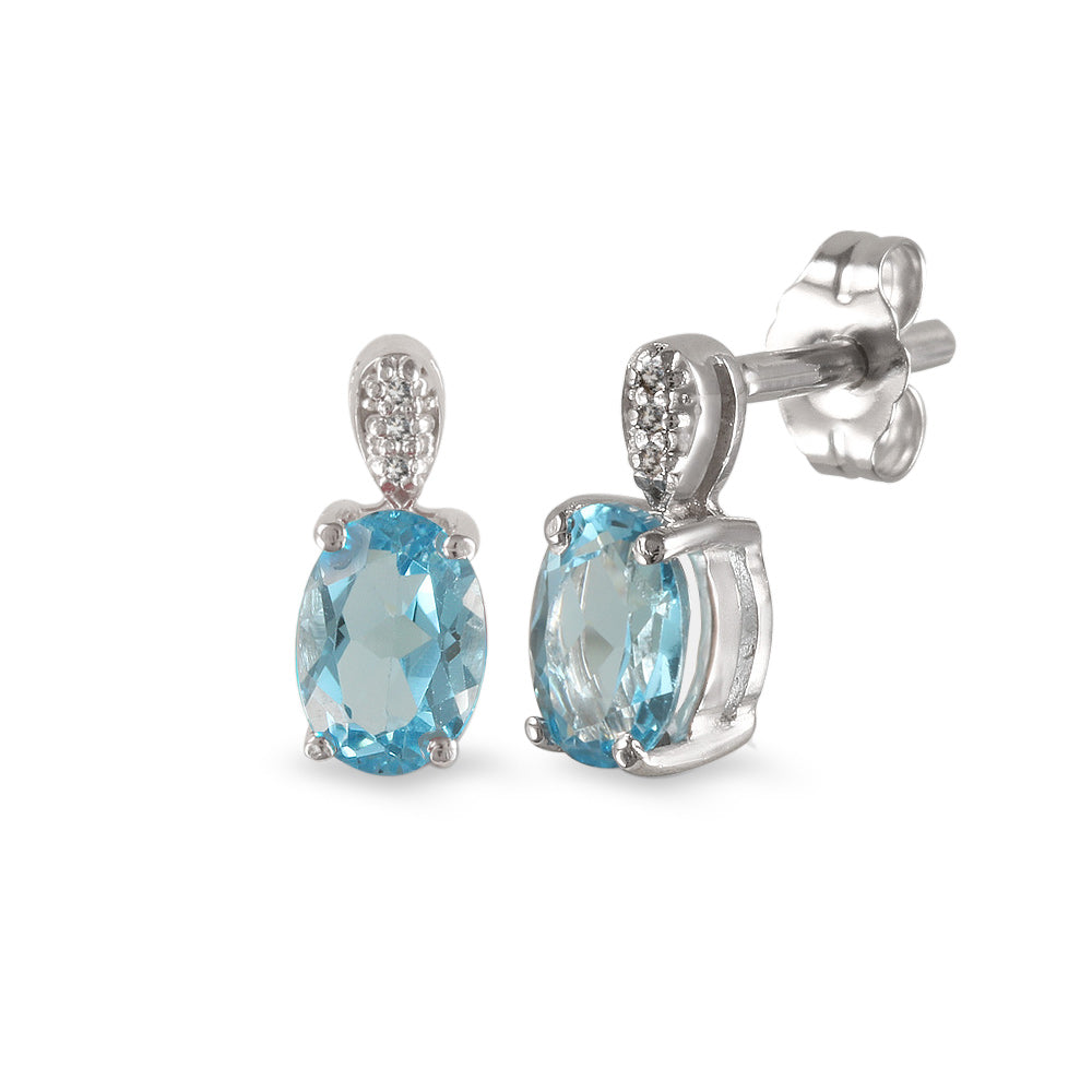 Aretes con topacio azul y diamantes