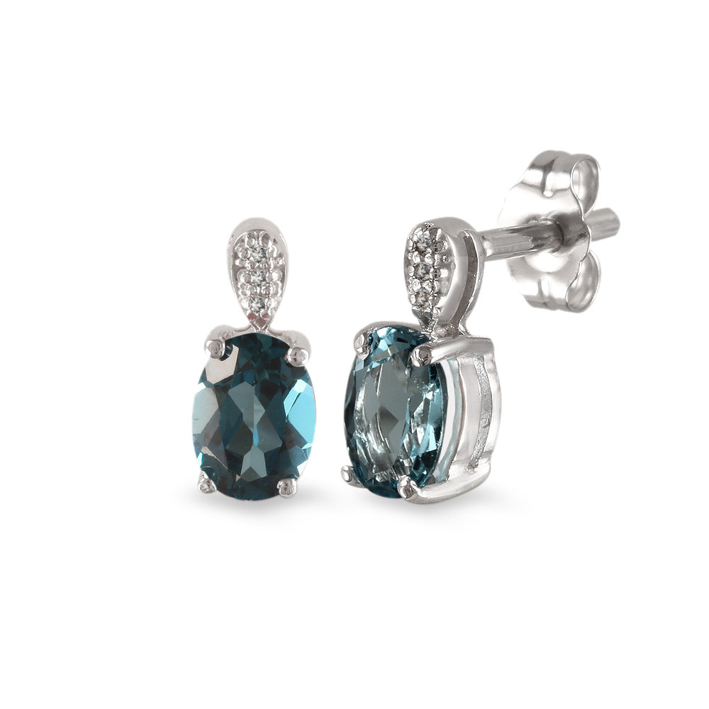 Aretes con topacio london y diamantes