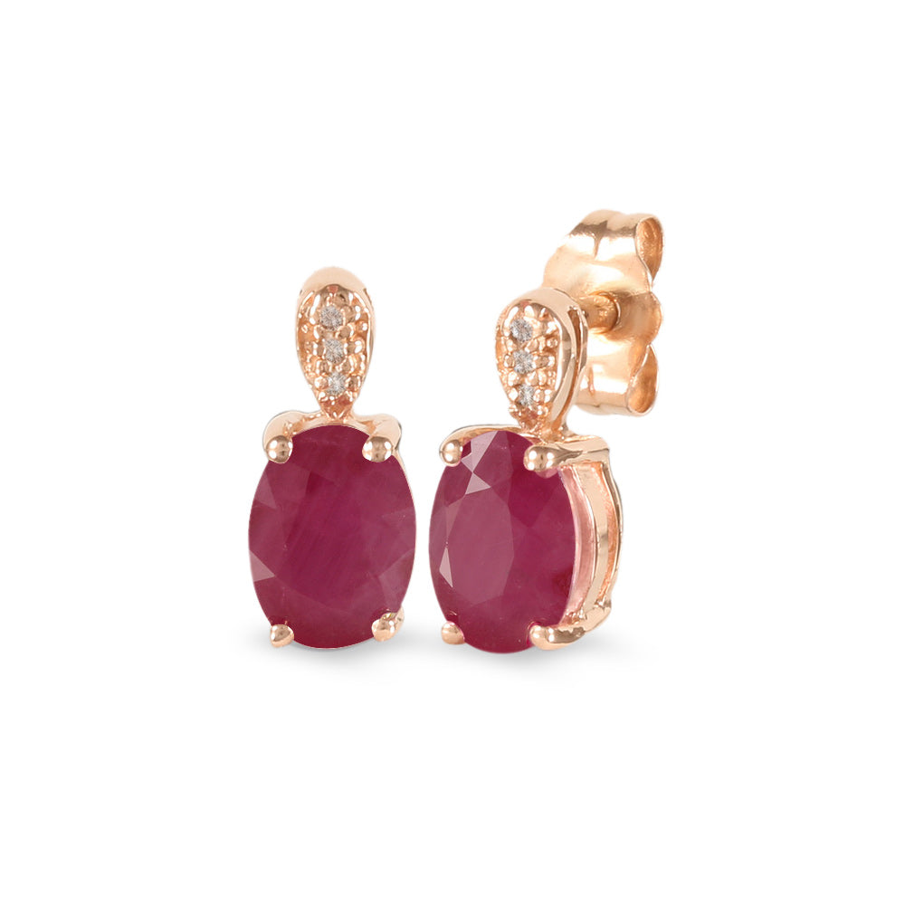 Aretes con rubí y diamantes en oro rosa