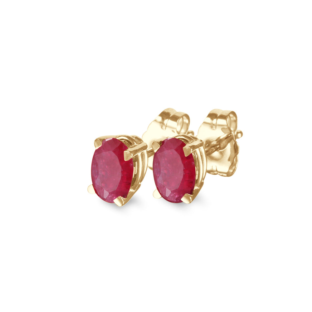 Aretes estilo corto con rubí oval