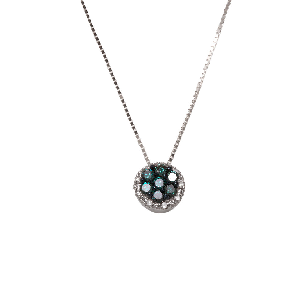 Cadena con dije con diamante azul 0.14 central y halo