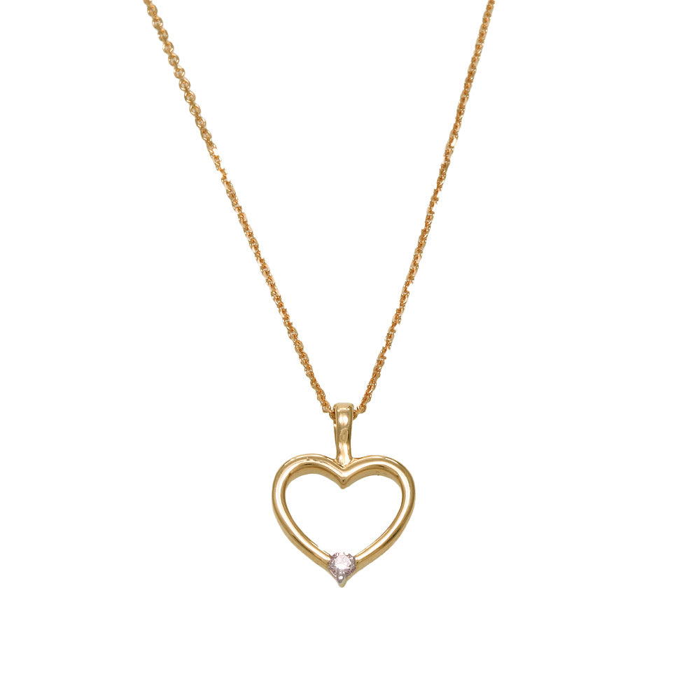 Cadena con dije corazón con diamante 0.02 ct
