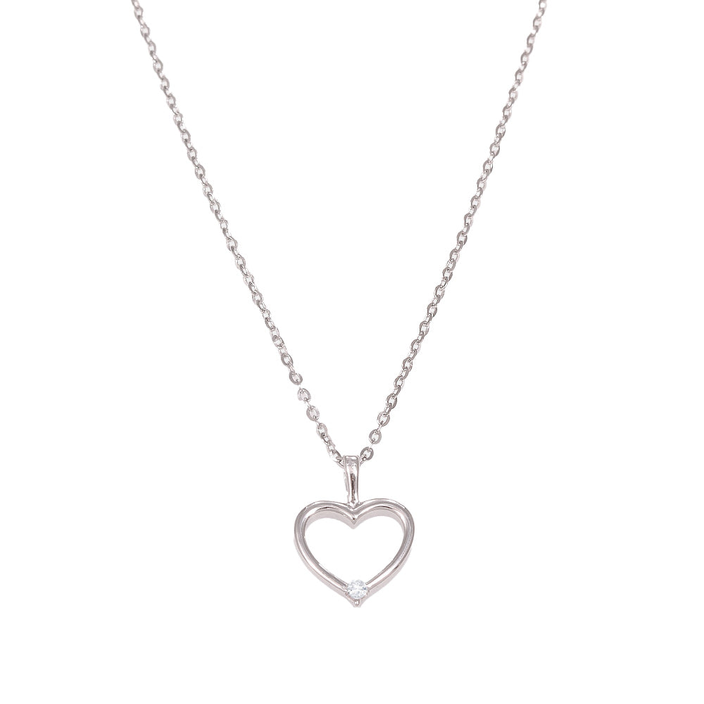 Cadena con dije corazón con diamante 0.02 ct