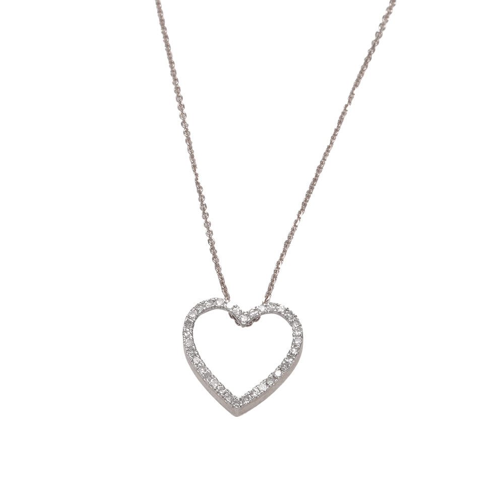 Cadena con dije corazón con diamante 0.11 ct