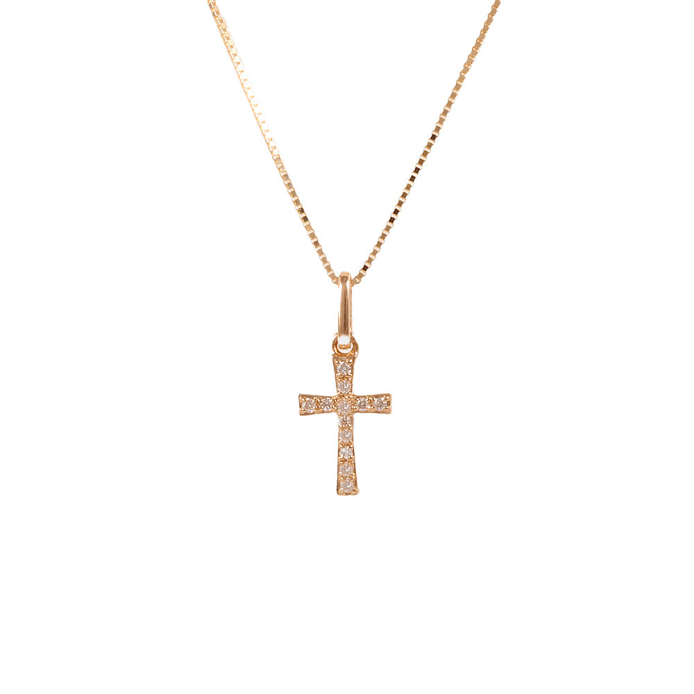 Cadena con dije de Cruz con diamante 0.04 ct