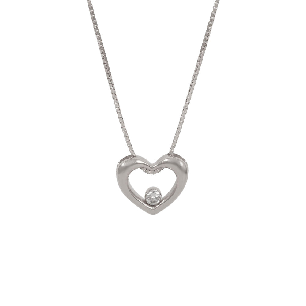 Cadena con dije corazón con diamante 0.03 ct