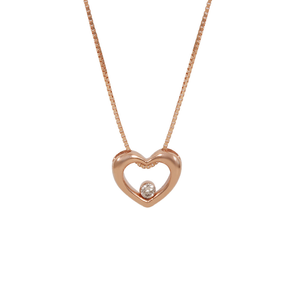 Cadena con dije corazón con diamante 0.03 ct