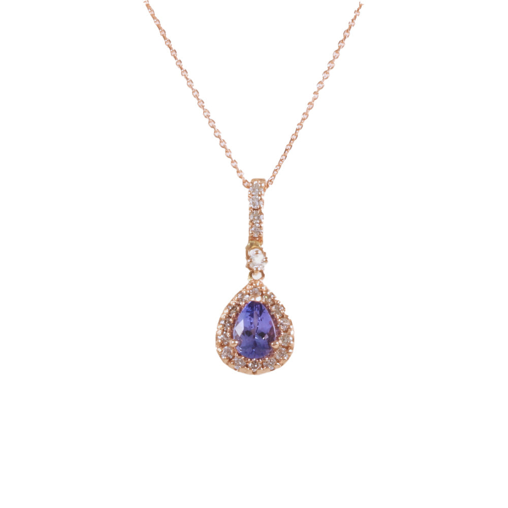 Cadena con dije con tanzanita y halo de diamantes