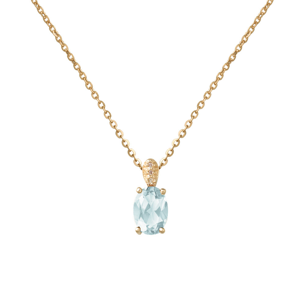 Cadena y dije con aguamarina y destellos de diamantes