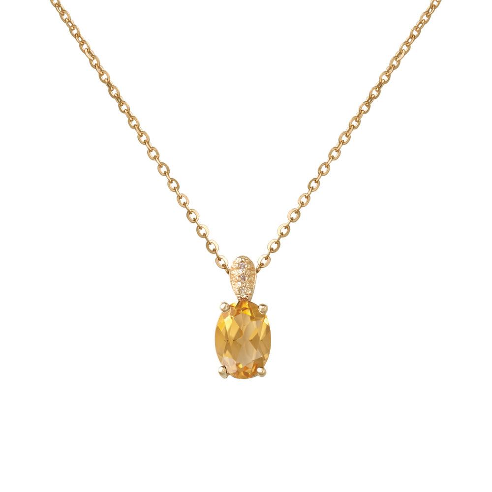 Cadena y dije con citrina y destellos de diamantes