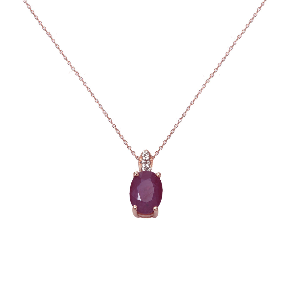 Cadena y dije con rubí y destellos de diamantes