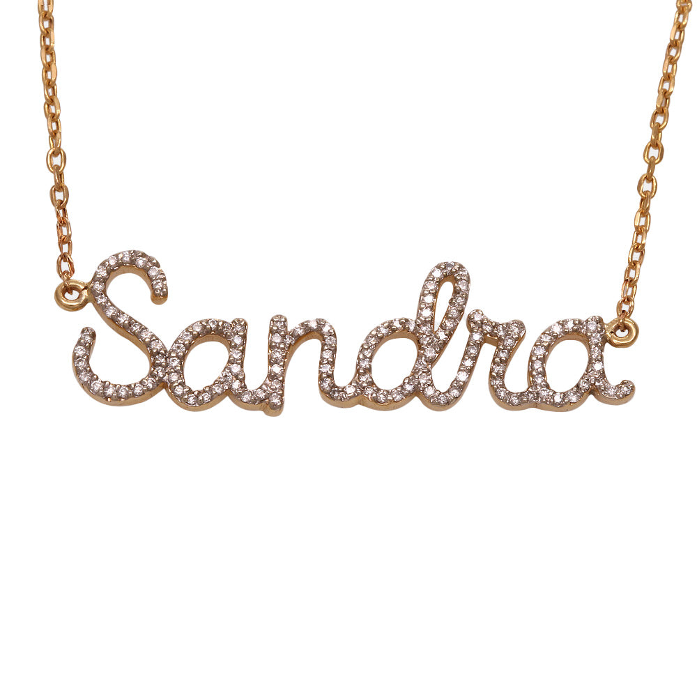 Gargantilla personalizada de nombre con diamantes