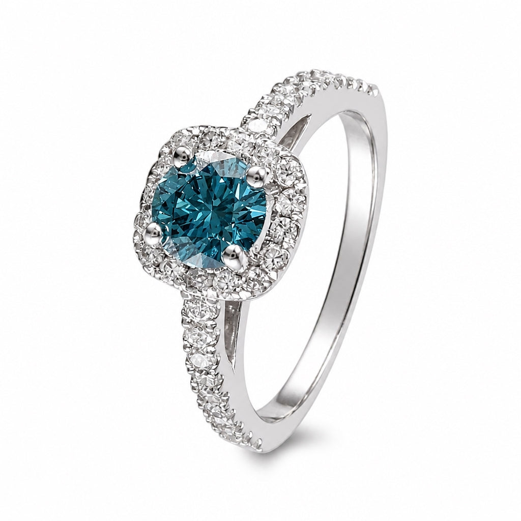 Anillo de compromiso con diamante blue enhanced