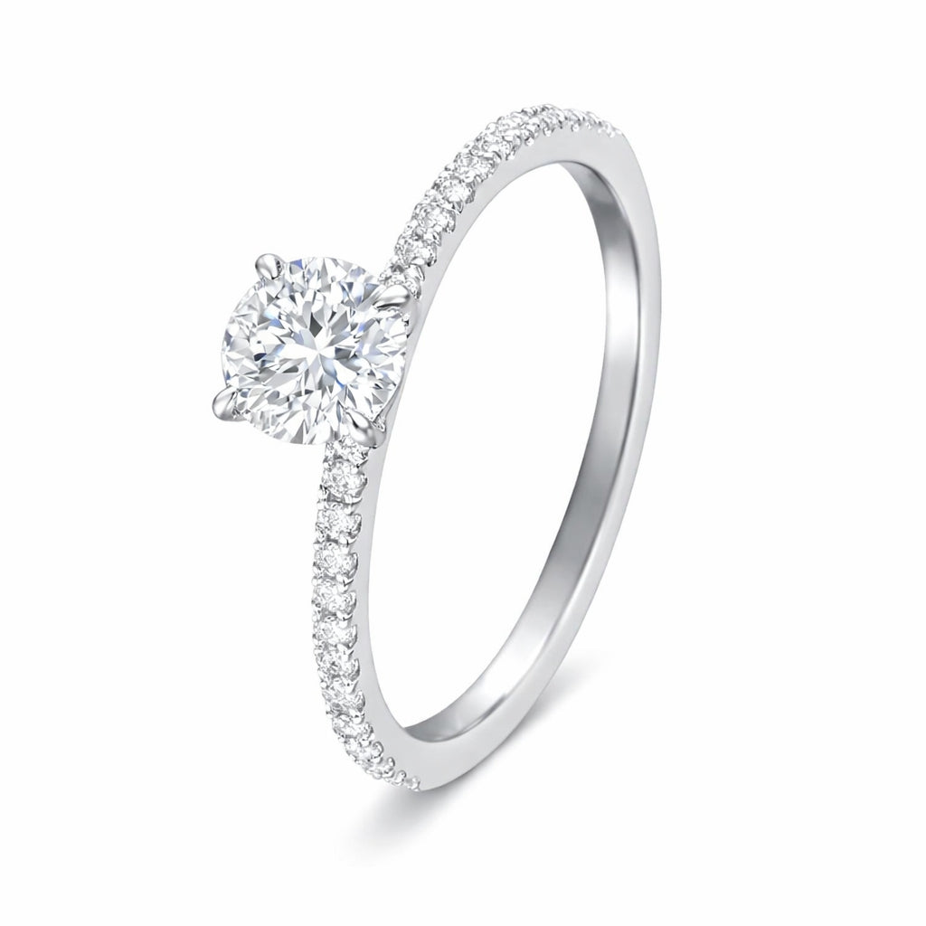 Anillo de compromiso con diamante central lab-grown y diamantes laterales