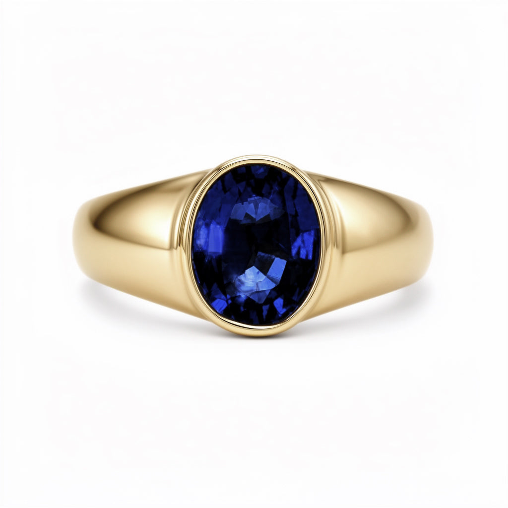 Anillo para hombre con zafiro lab-grown