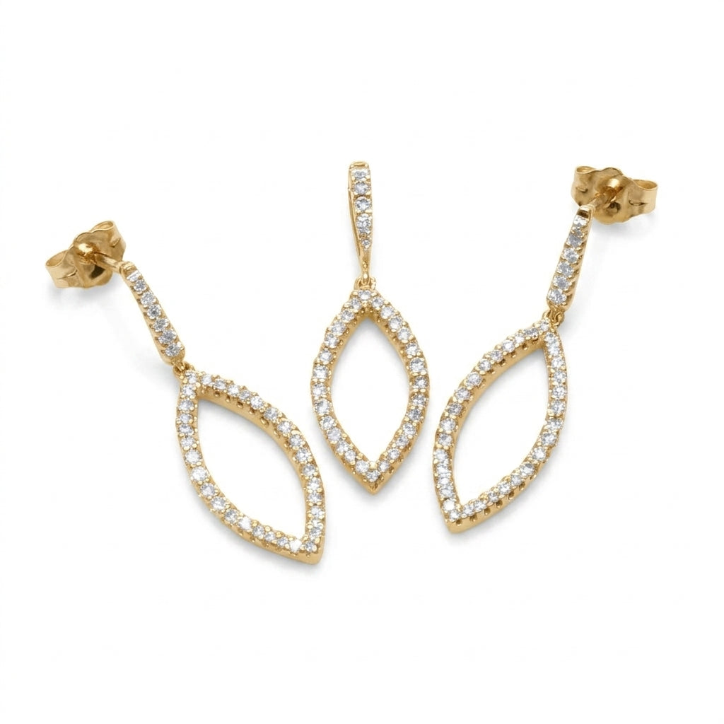 Juego de dije y aretes con diamante