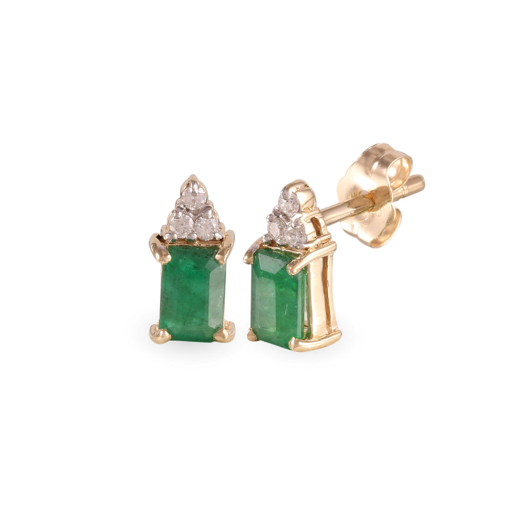 Aretes estilo corto con esmeralda y diamantes