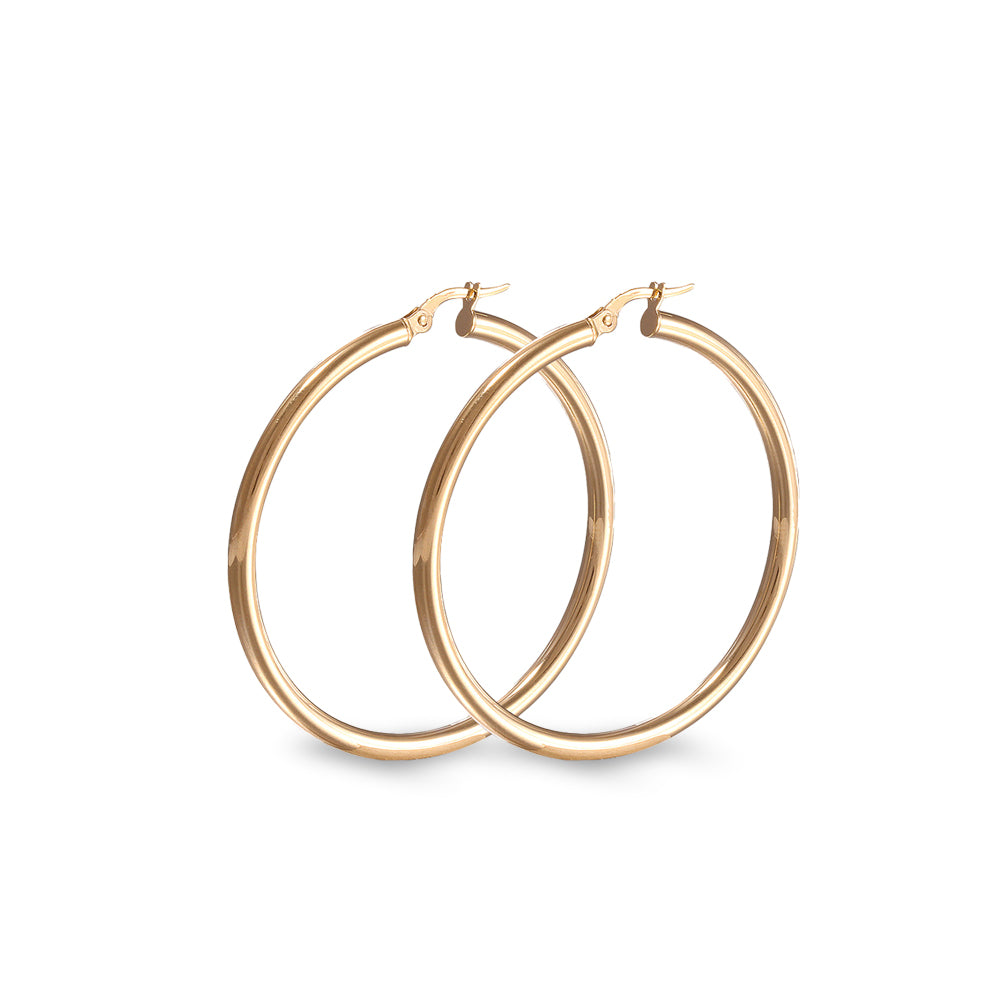 Arracadas redondas de tubo lisas estilo clásico