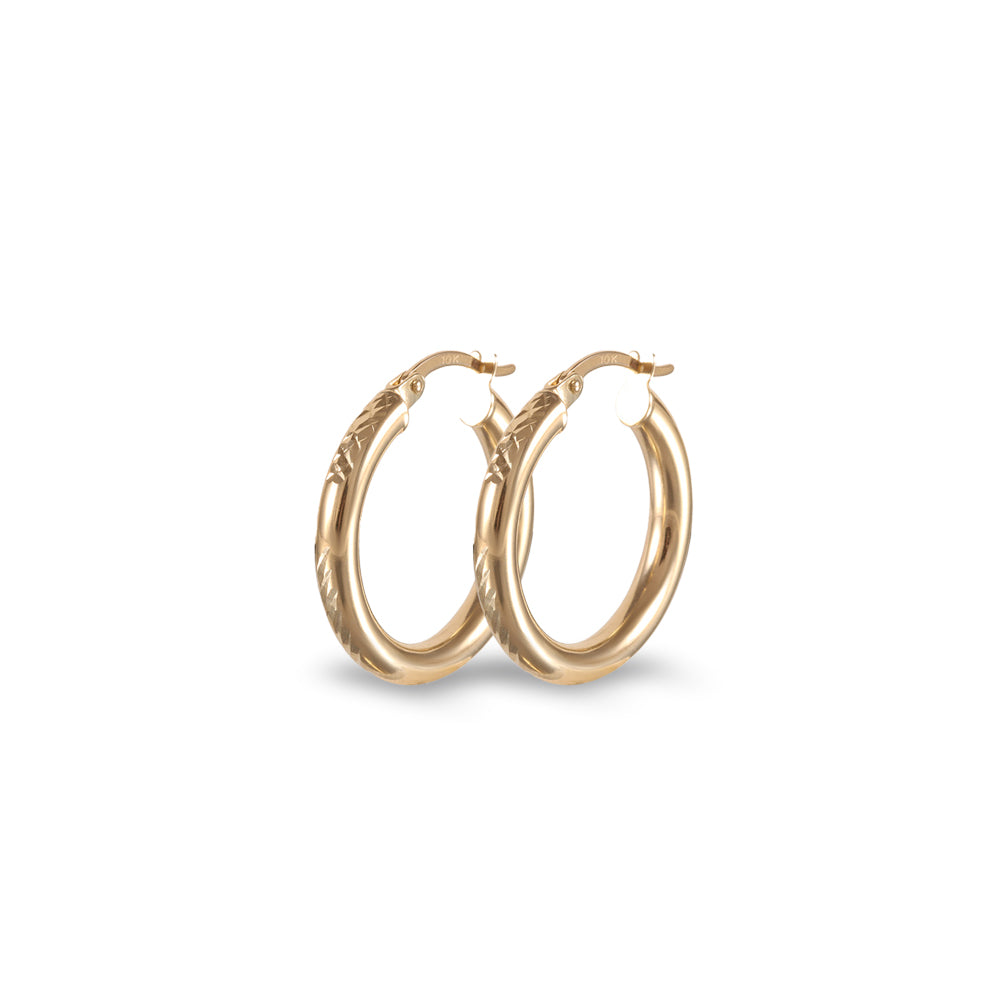 Arracadas redondas de tubo con acabado diamantado