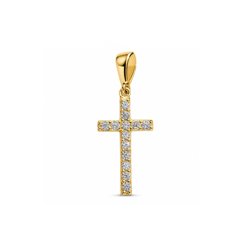 Cruz oro amarillo con circonia