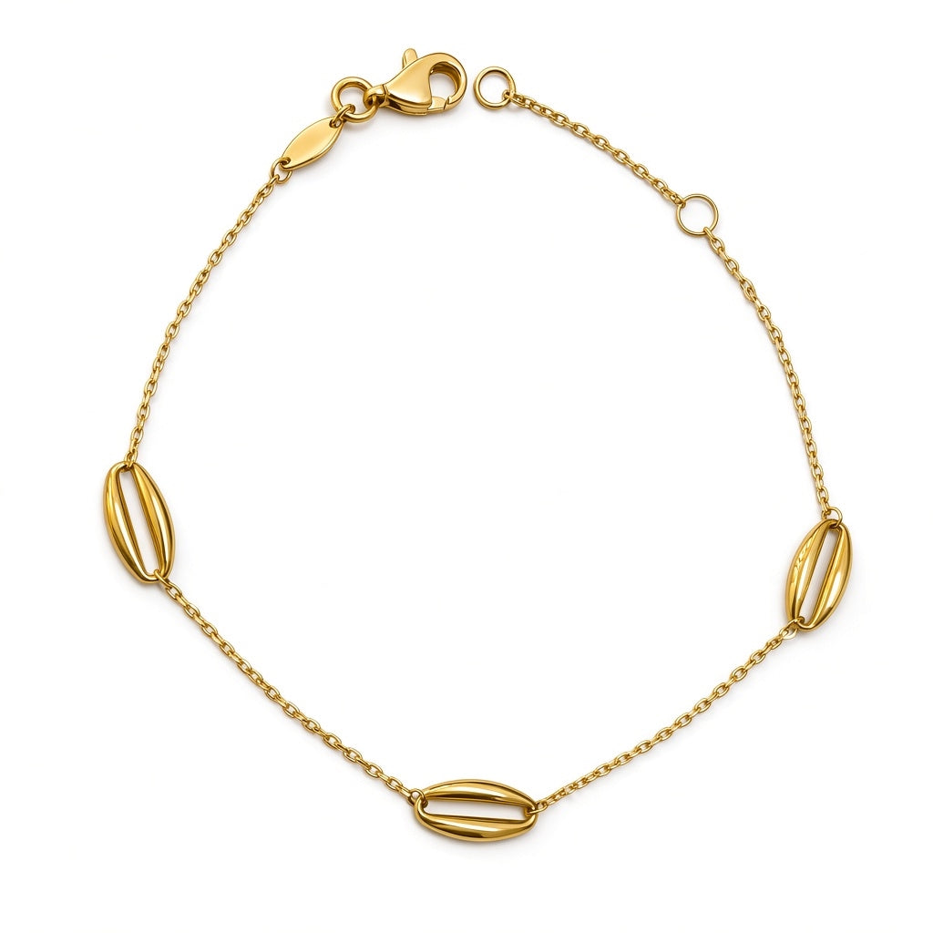 Pulsera oro amarillo 10k con eslabones estilo de grano de café