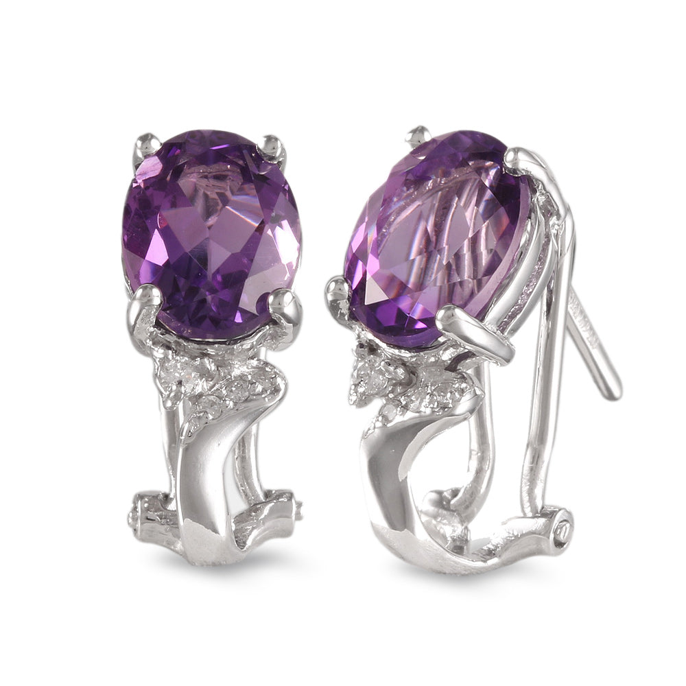 Juego de anillo y aretes con amatista y diamantes