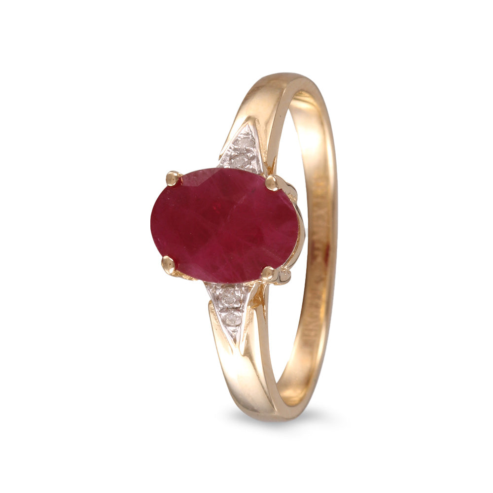 Juego anillo y aretes con rubí y diamantes