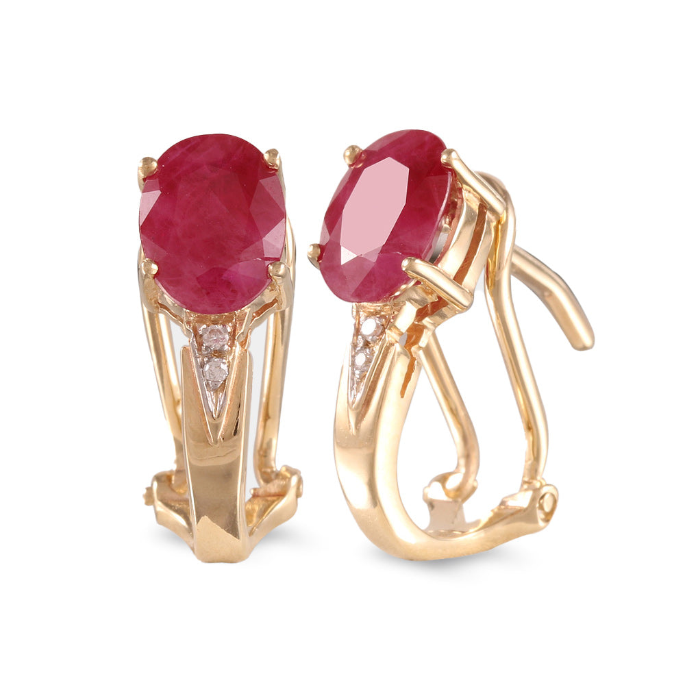 Juego anillo y aretes con rubí y diamantes