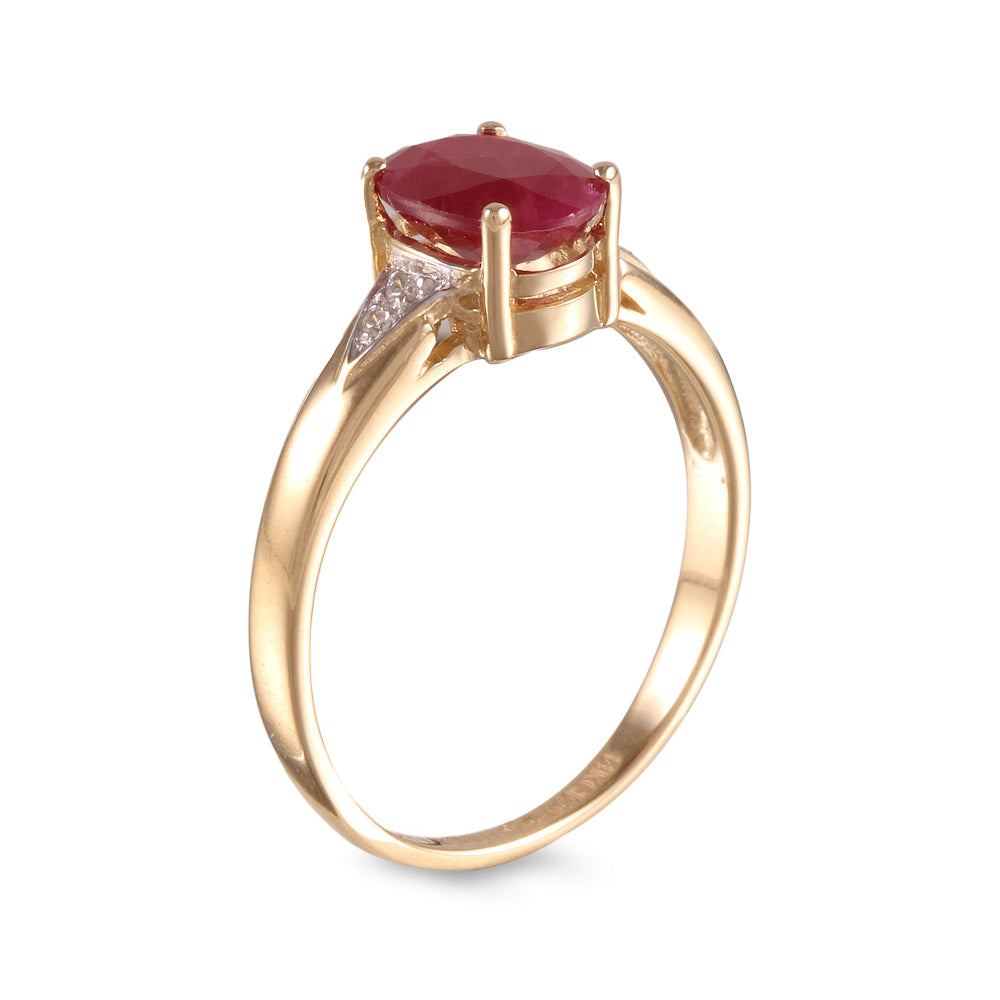 Juego anillo y aretes con rubí y diamantes