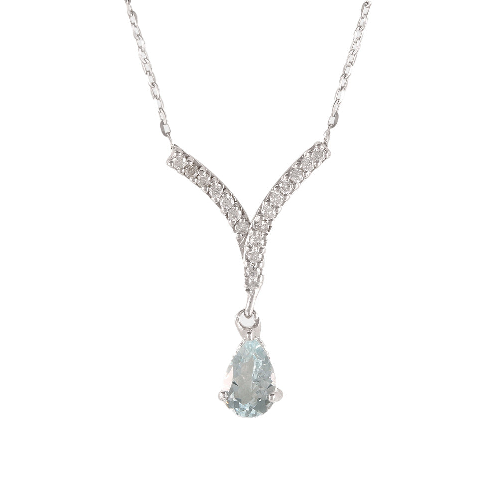 Juego de gargantilla y aretes con aguamarina y diamantes