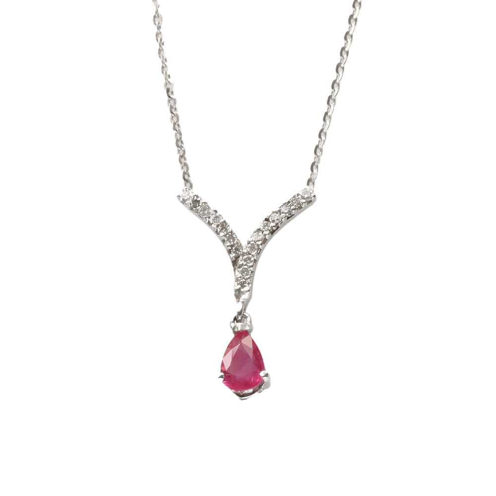 Juego de gargantilla y aretes con rubí y diamantes