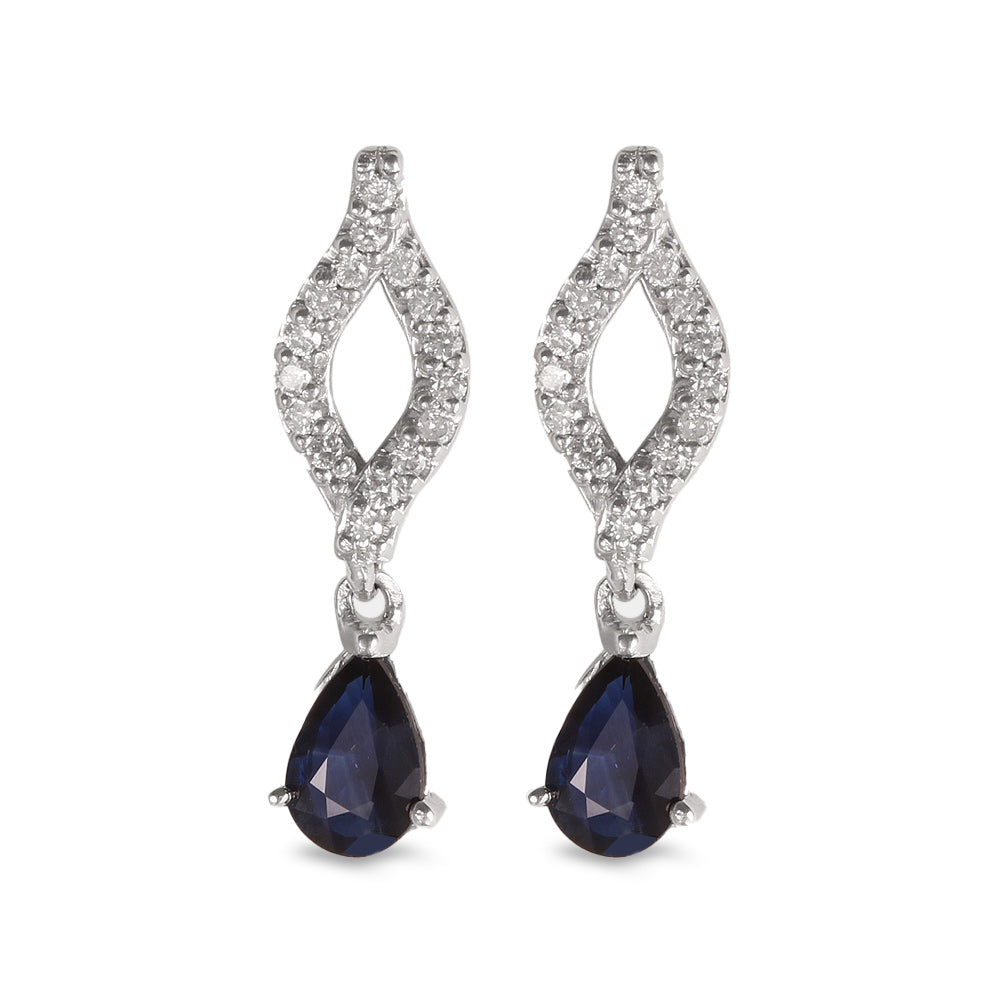 Juego de gargantilla y aretes con zafiro y diamantes