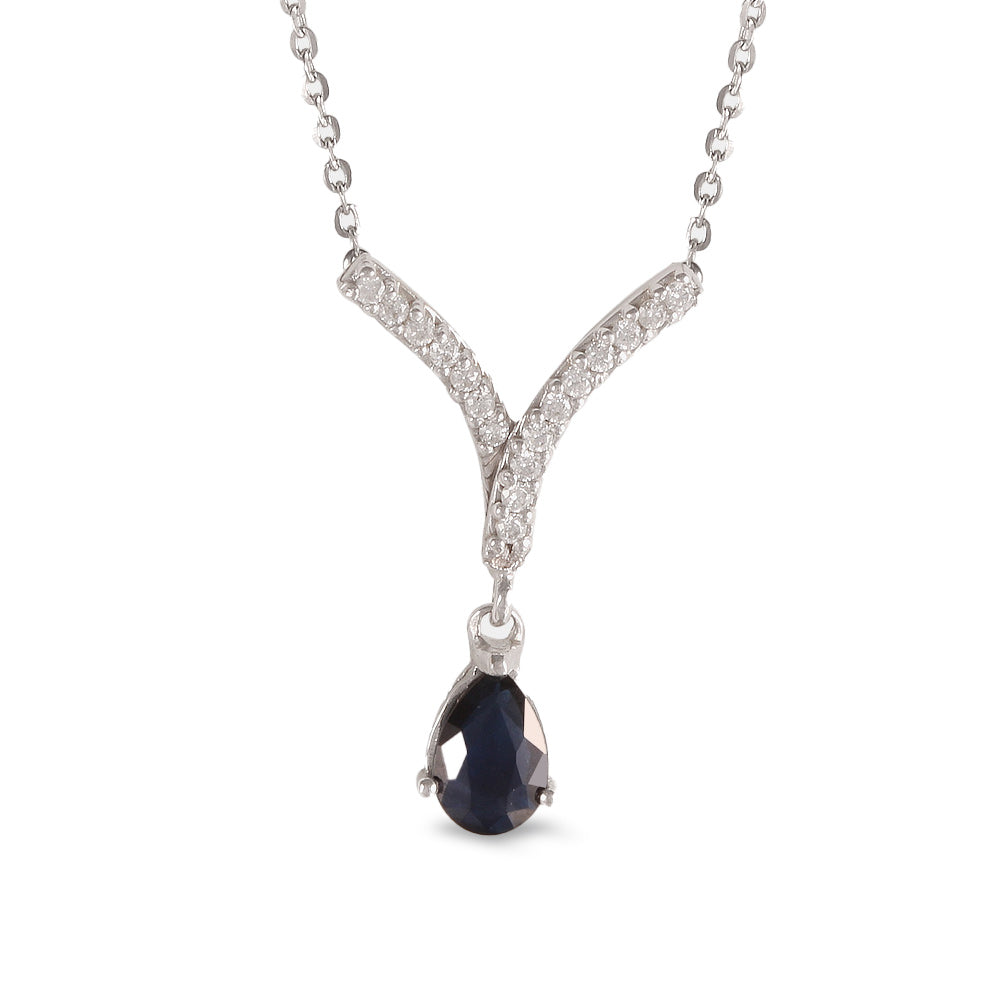 Juego de gargantilla y aretes con zafiro y diamantes