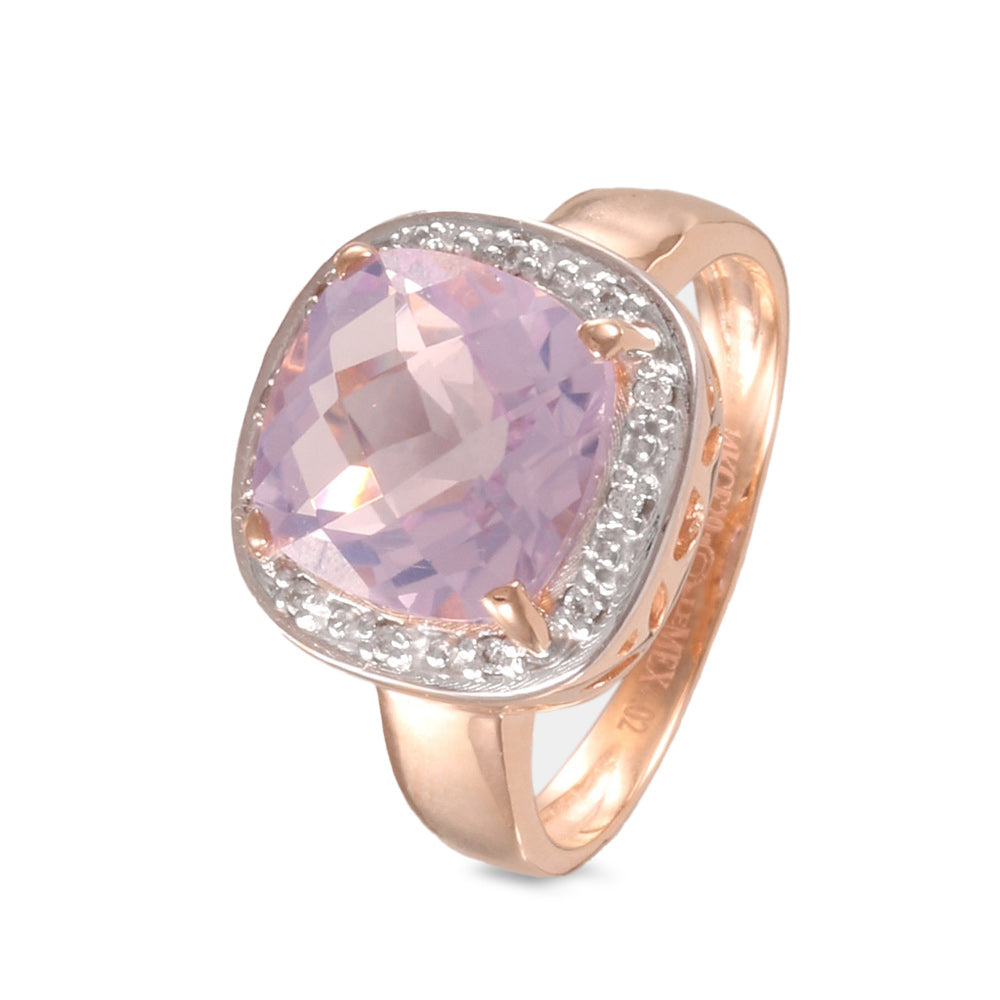 Juego de anillo y aretes con cuarzo lavanda y diamantes