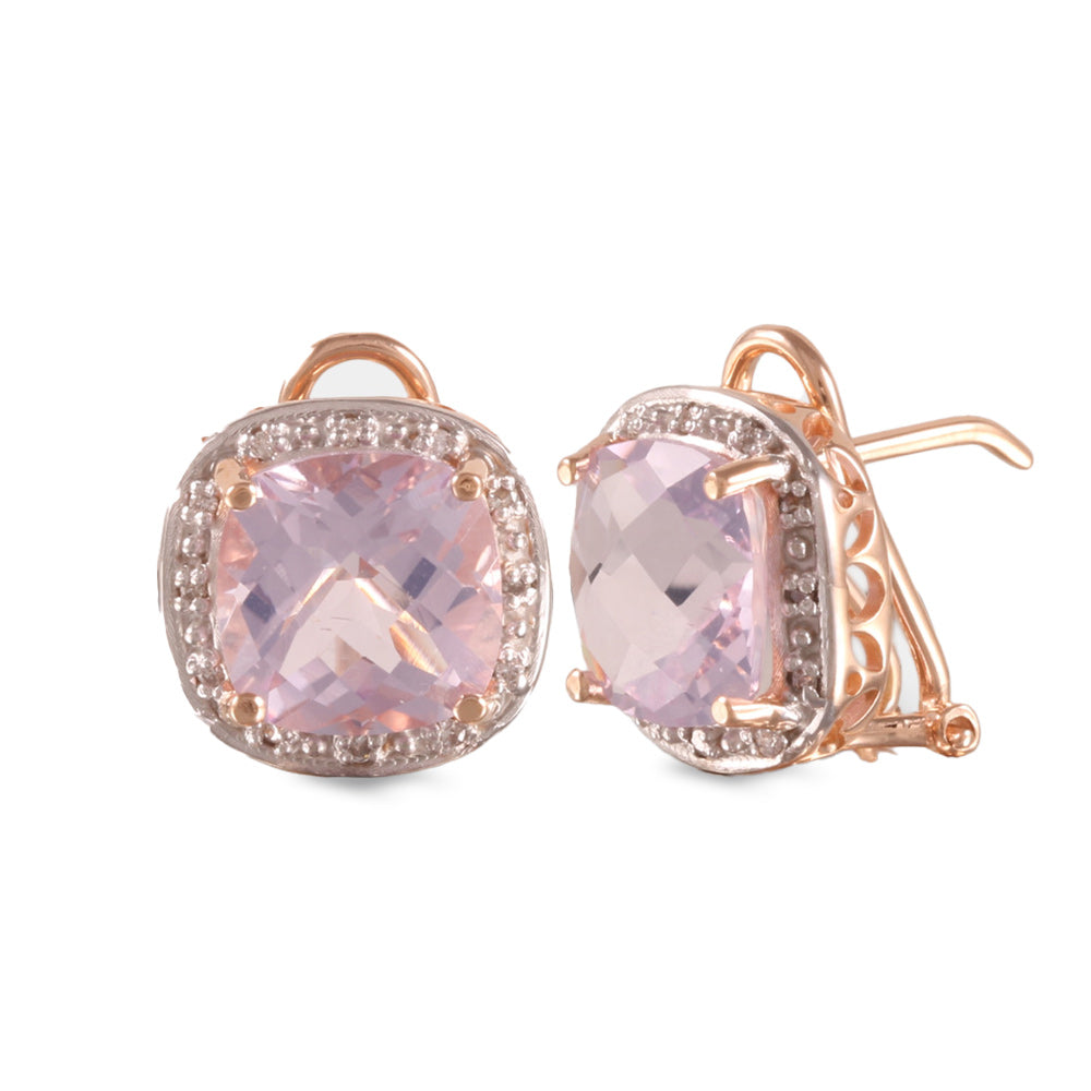 Juego de anillo y aretes con cuarzo lavanda y diamantes