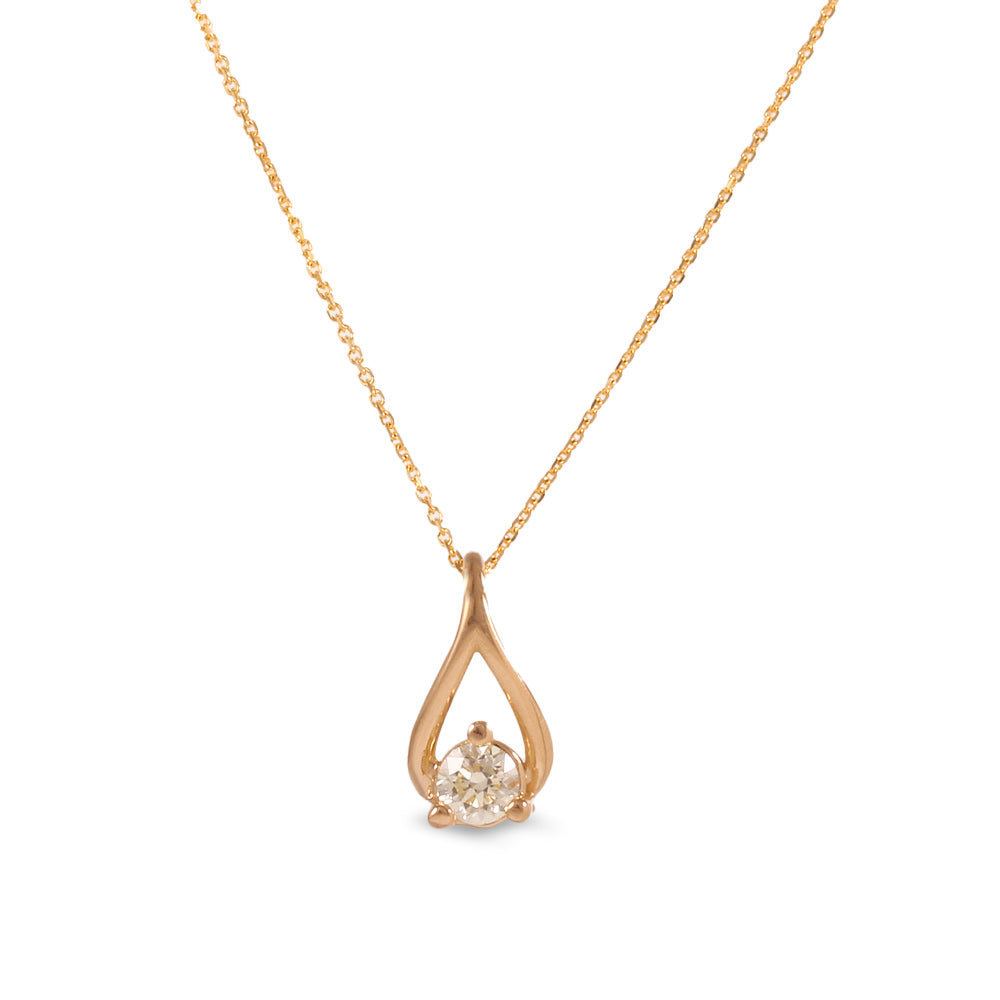Gargantilla diseño de gota con diamantes en oro amarillo
