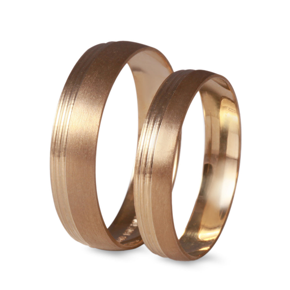 Argolla de matrimonio ligera diseño cepillada con 3 líneas