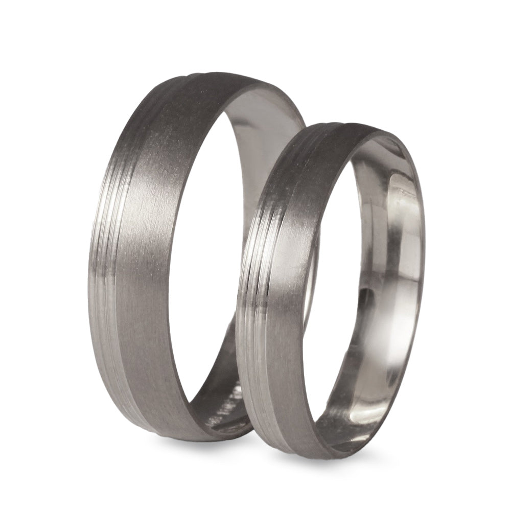 Argolla de matrimonio ligera diseño cepillada con 3 líneas