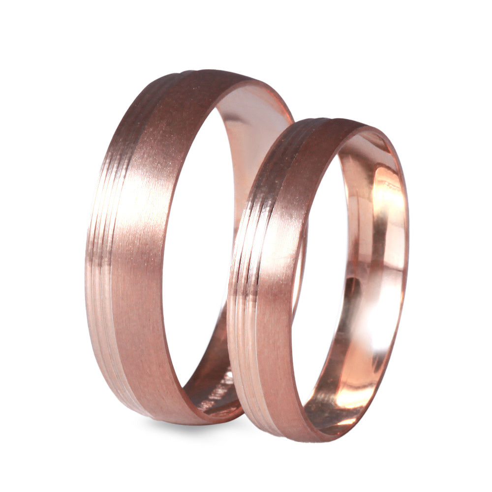 Argolla de matrimonio ligera diseño cepillada con 3 líneas