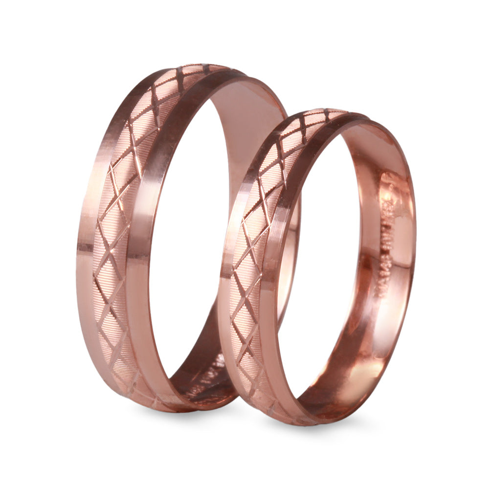 Argolla de matrimonio ligera diseño cruces diamantadas