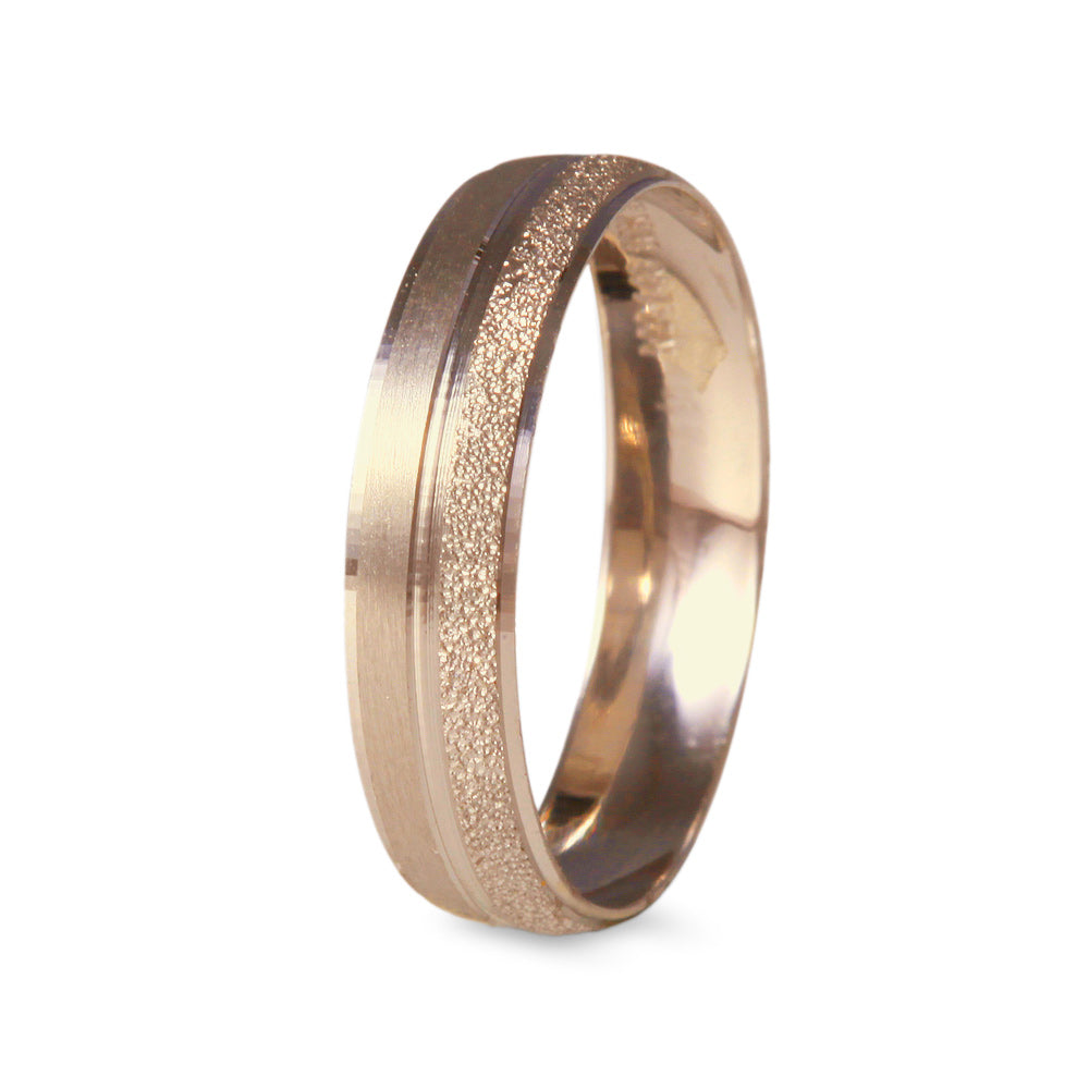 Argolla de matrimonio ligera diseño cepillado y escarchado con línea